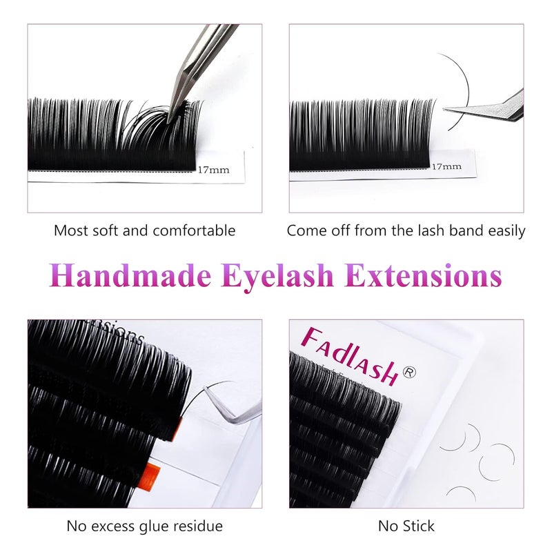 FADLASH Lash Extension 0.20 Classic Eyelash Extensions J/B/C/CC/D/DD/LC/LD Curl Lash Extensions Individual Lash Extensions Mixed Length 11-19mm Professional Salon Use (0.20-D, 11-19mm) - Image 3